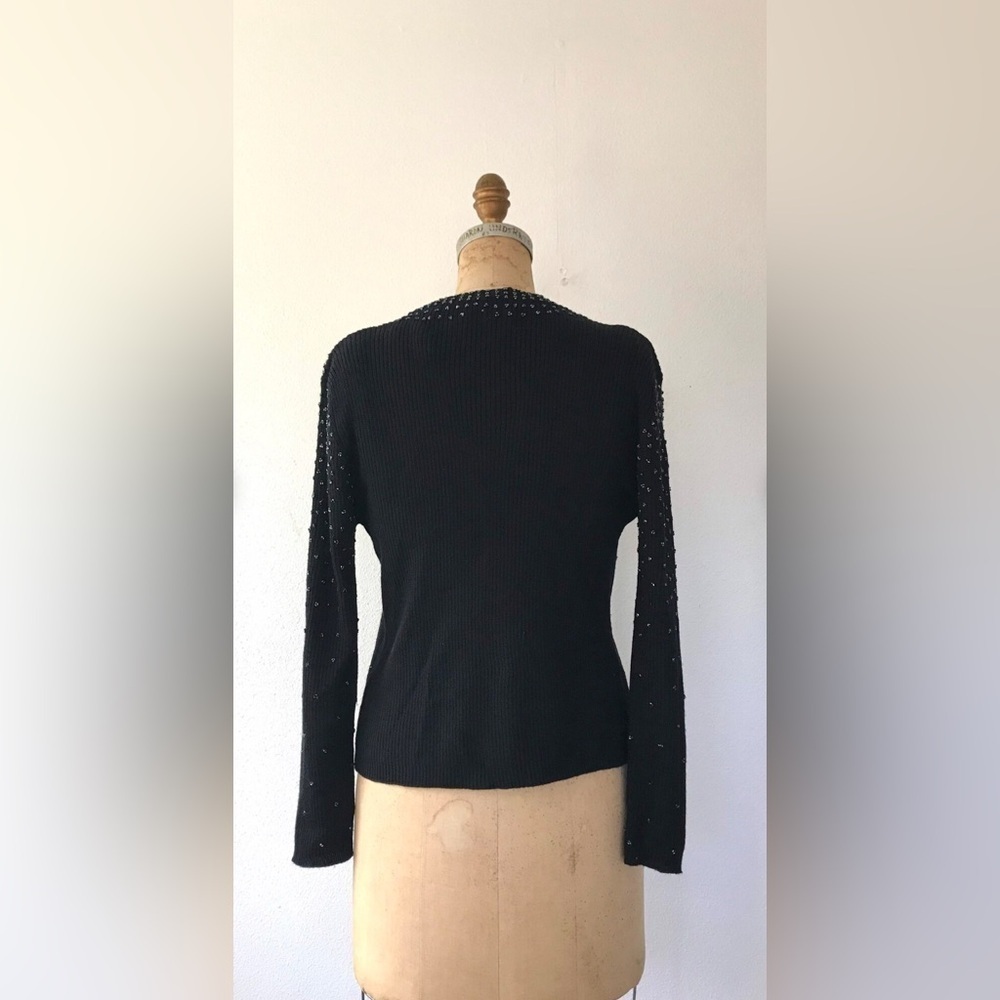 Vintage 60s Beaded Wool Blend tank top w matching cardigan - Picture 6 of 10